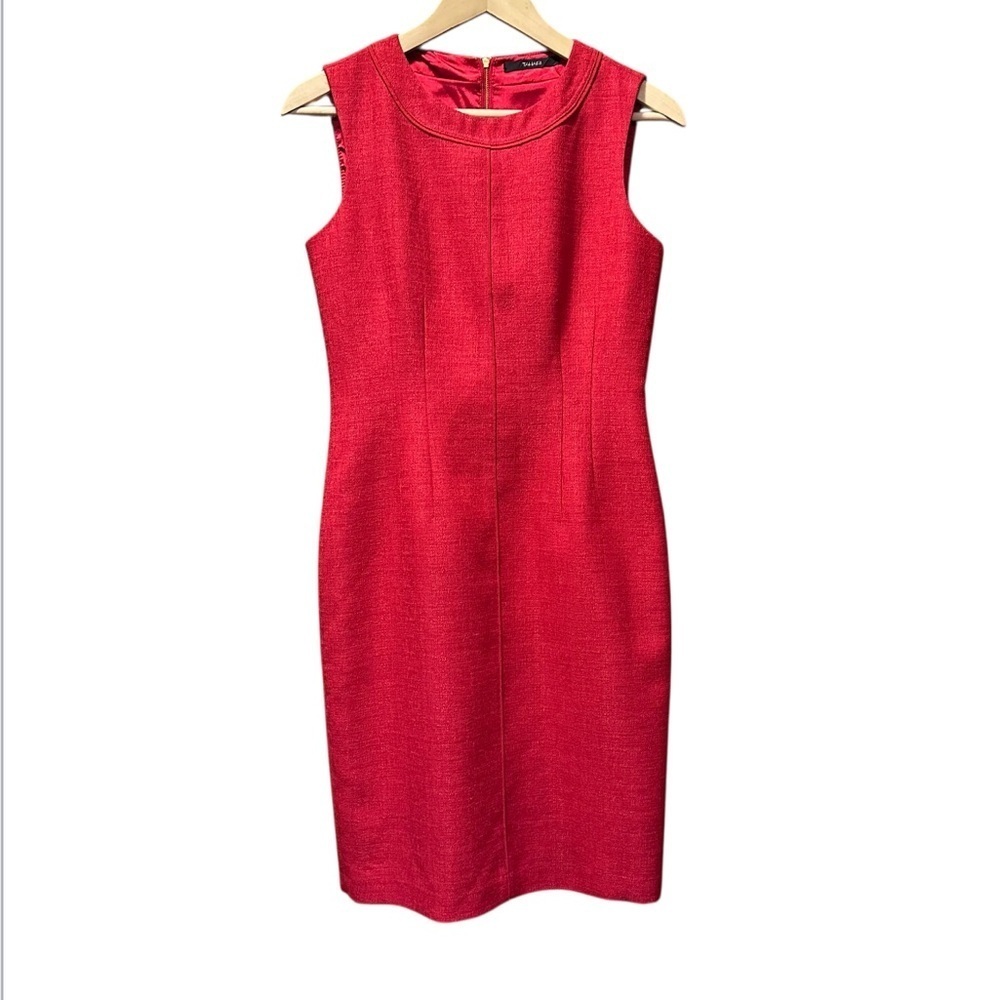 EUC Tahari Vibrant Red Midi Dress